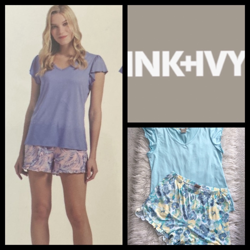 NWOT Ink + Ivy 2-Piece Ruffle Short Sleep Set